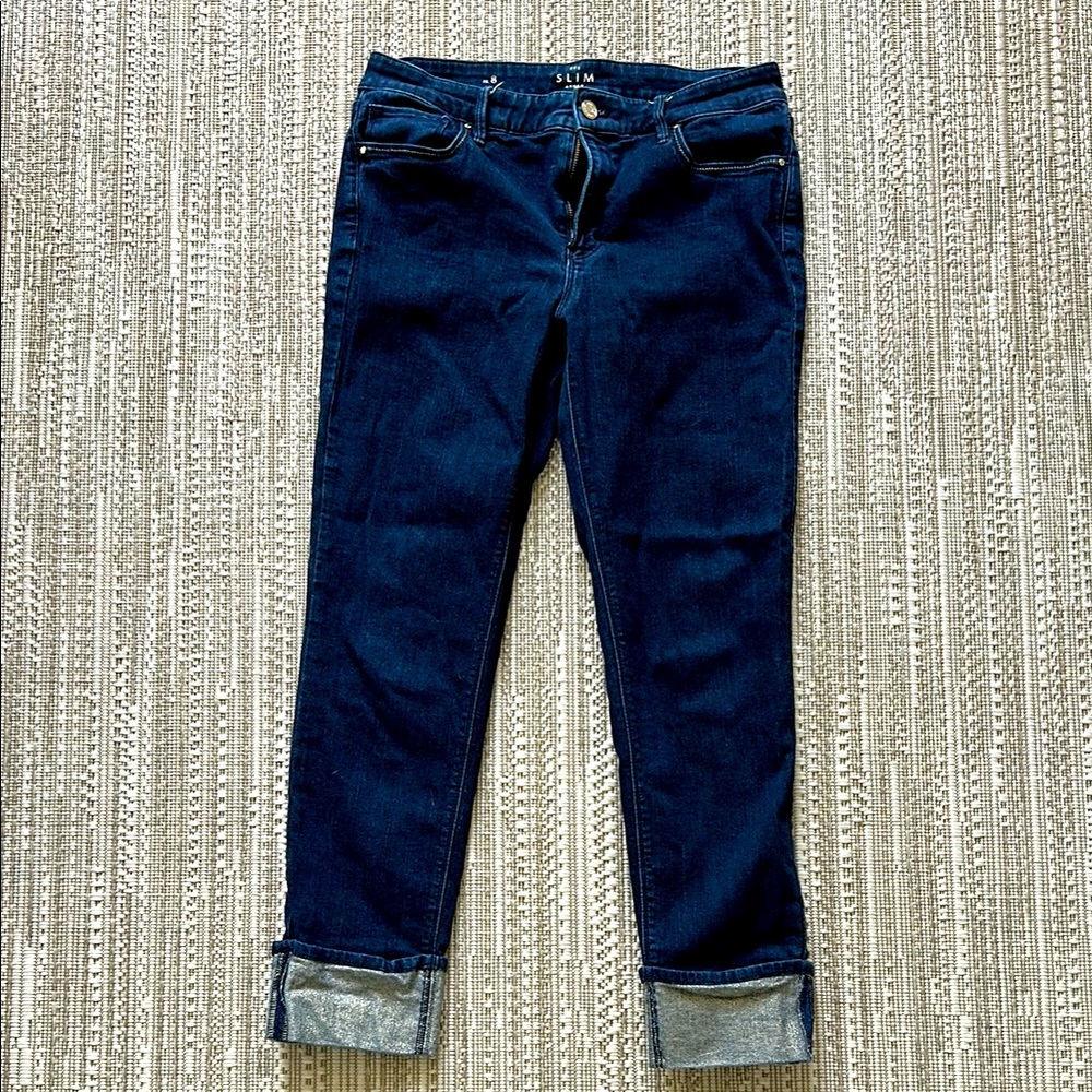 WHBM cropped jeans with shimmer cuff